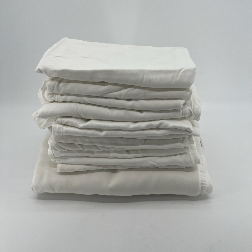 Bamboo Viscose Sheet LOT King Flat Sheets Assorted Pillowcases White Bedding